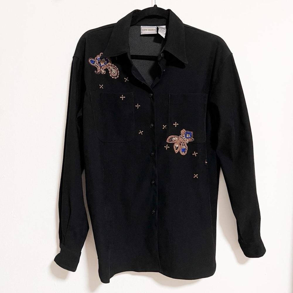 Vintage 1990's Napa Valley Paisley Embellished Button Down Shirt